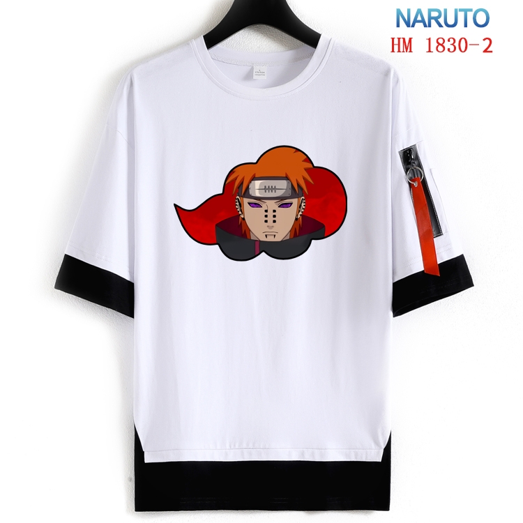 Naruto Cotton Crew Neck Fake Two-Piece Short Sleeve T-Shirt from S to 4XL HM-1830-2