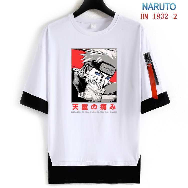 Naruto Cotton Crew Neck Fake Two-Piece Short Sleeve T-Shirt from S to 4XL  HM-1832-2