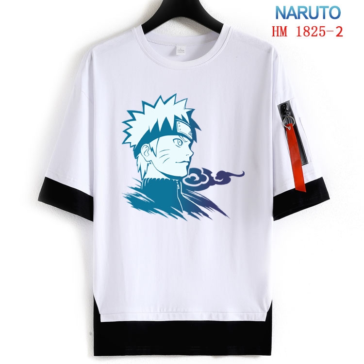 Naruto Cotton Crew Neck Fake Two-Piece Short Sleeve T-Shirt from S to 4XL HM-1825-2