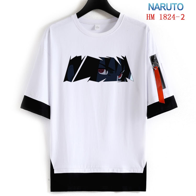 Naruto Cotton Crew Neck Fake Two-Piece Short Sleeve T-Shirt from S to 4XL  HM-1824-2