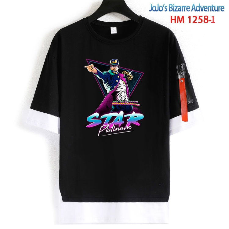 JoJos Bizarre Adventure Cotton Crew Neck Fake Two-Piece Short Sleeve T-Shirt from S to 4XL HM 1258 1