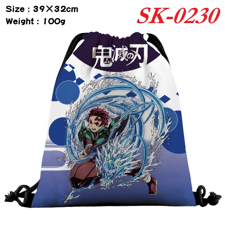 Demon Slayer Kimets cartoon Waterproof Nylon Full Color Drawstring Pocket 39x32cm SK-0230