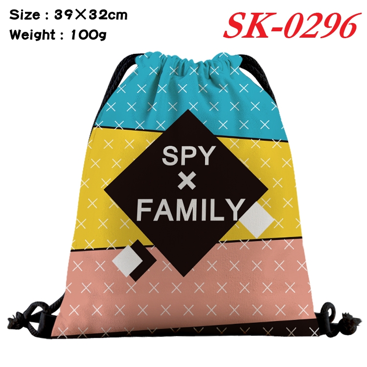 SPY×FAMILY cartoon Waterproof Nylon Full Color Drawstring Pocket 39x32cm SK-0296