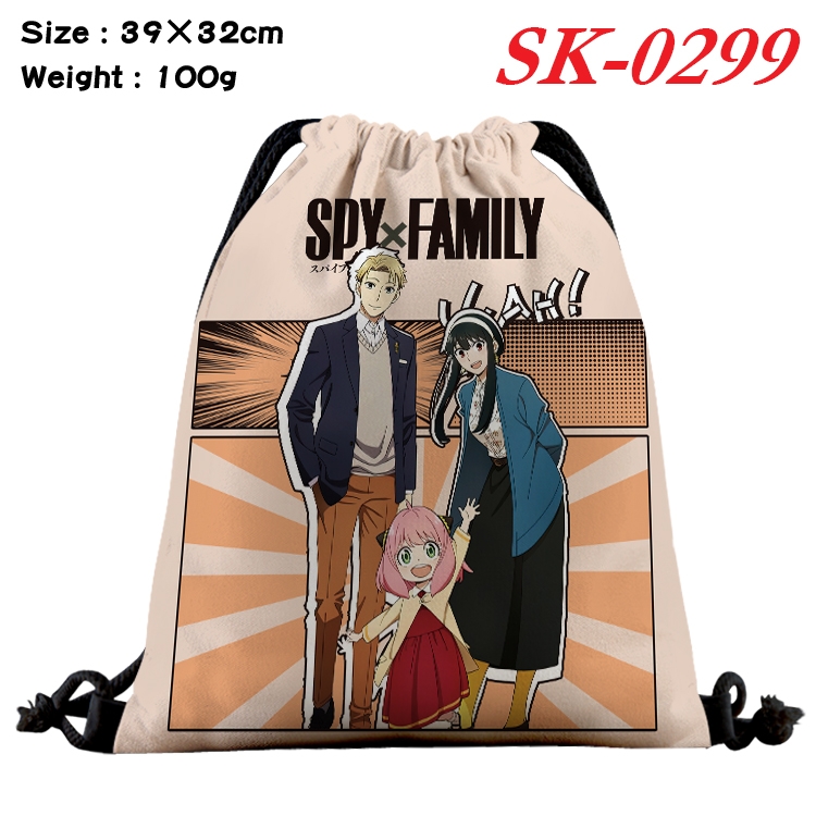 SPY×FAMILY cartoon Waterproof Nylon Full Color Drawstring Pocket 39x32cm  SK-0299