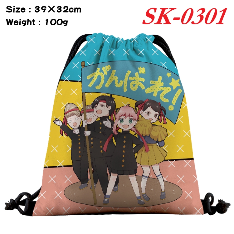 SPY×FAMILY cartoon Waterproof Nylon Full Color Drawstring Pocket 39x32cm  SK-0301