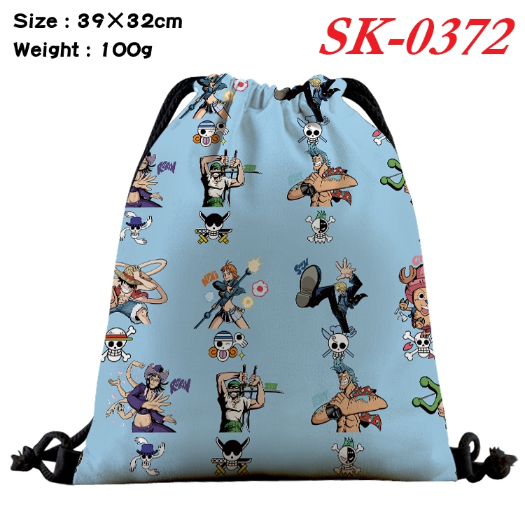 One Piece cartoon Waterproof Nylon Full Color Drawstring Pocket 39x32cm  SK-0372