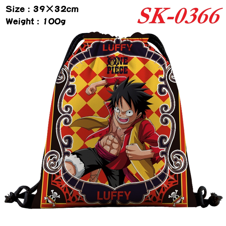 One Piece cartoon Waterproof Nylon Full Color Drawstring Pocket 39x32cm  SK-0366
