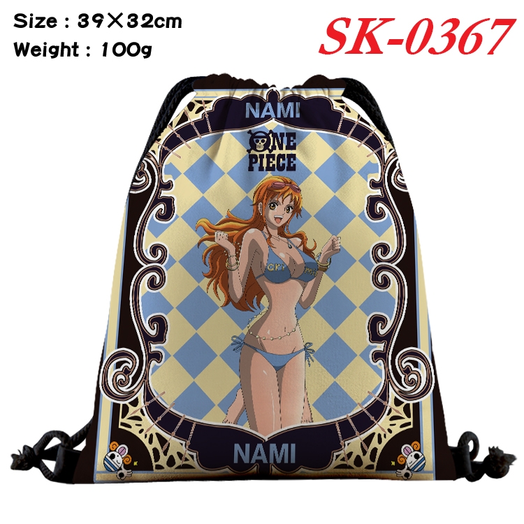 One Piece cartoon Waterproof Nylon Full Color Drawstring Pocket 39x32cm  SK-0367