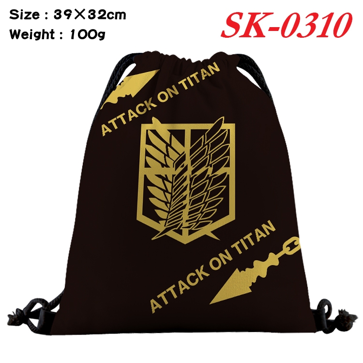 Shingeki no Kyojin cartoon Waterproof Nylon Full Color Drawstring Pocket 39x32cm SK-0310