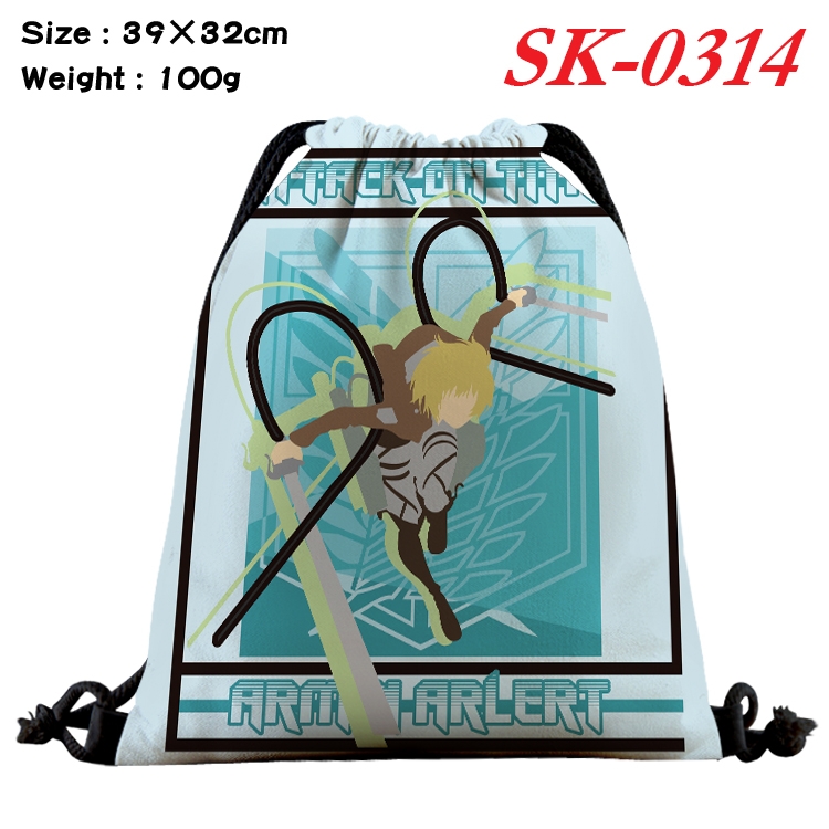Shingeki no Kyojin cartoon Waterproof Nylon Full Color Drawstring Pocket 39x32cm SK-0314