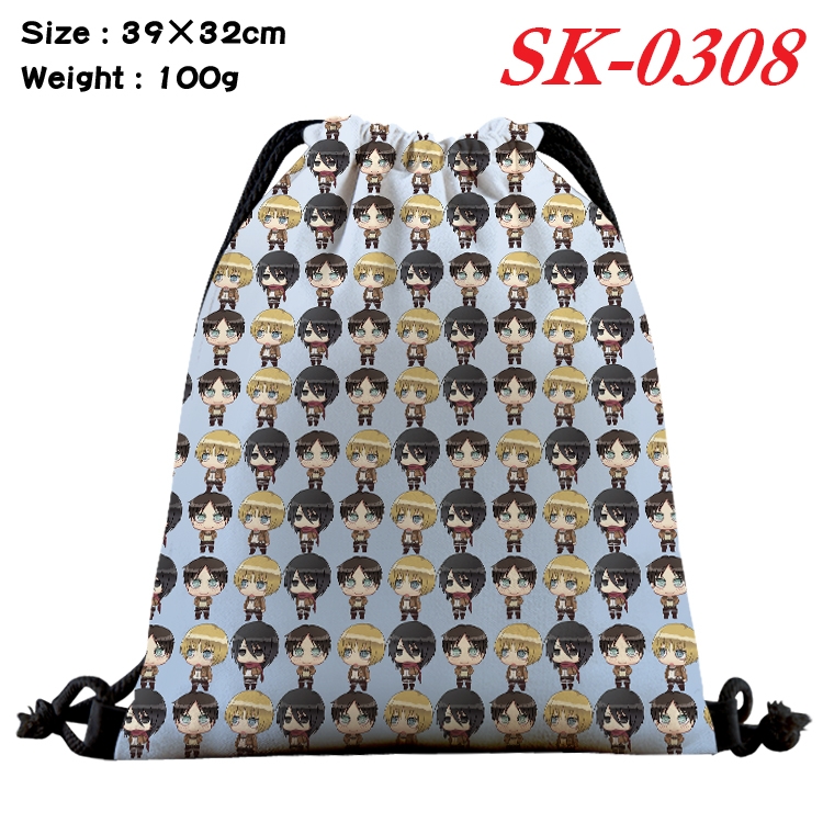 Shingeki no Kyojin cartoon Waterproof Nylon Full Color Drawstring Pocket 39x32cm SK-0308