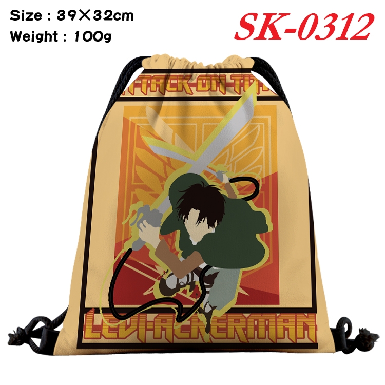 Shingeki no Kyojin cartoon Waterproof Nylon Full Color Drawstring Pocket 39x32cm SK-0312