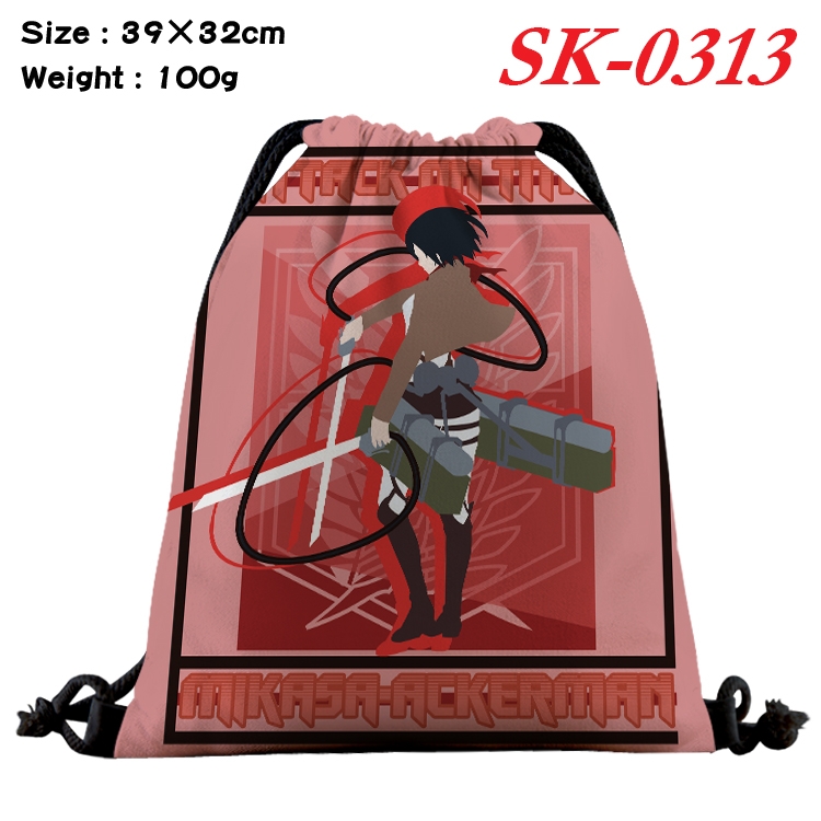 Shingeki no Kyojin cartoon Waterproof Nylon Full Color Drawstring Pocket 39x32cm SK-0313