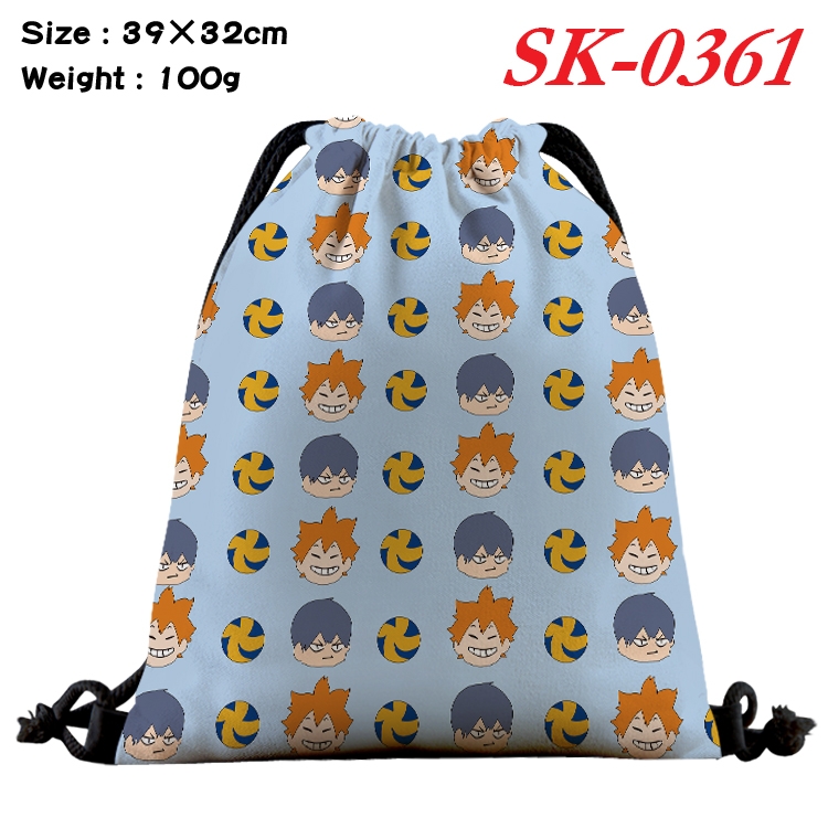 Haikyuu!! cartoon Waterproof Nylon Full Color Drawstring Pocket 39x32cm  SK-0361