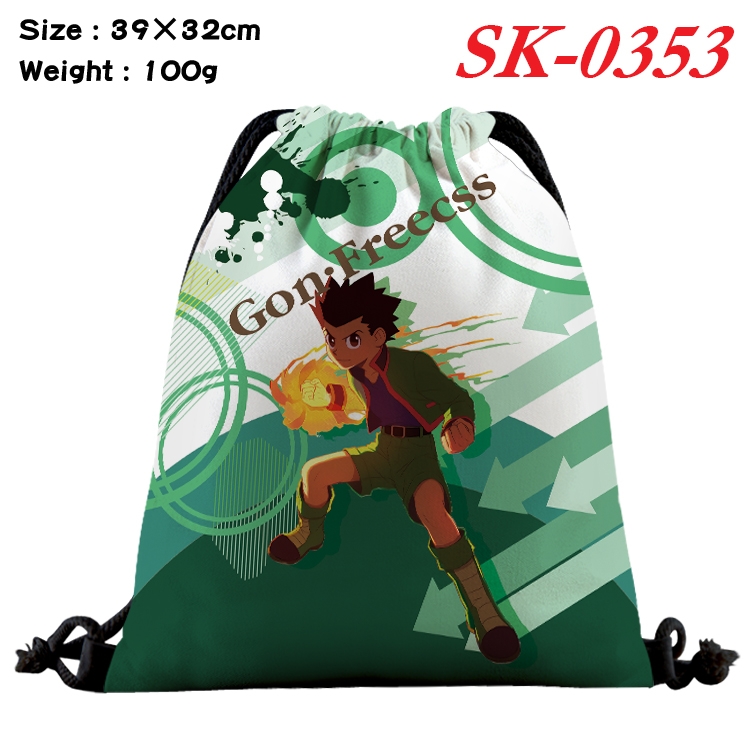 HunterXHunter  cartoon Waterproof Nylon Full Color Drawstring Pocket 39x32cm SK-0353