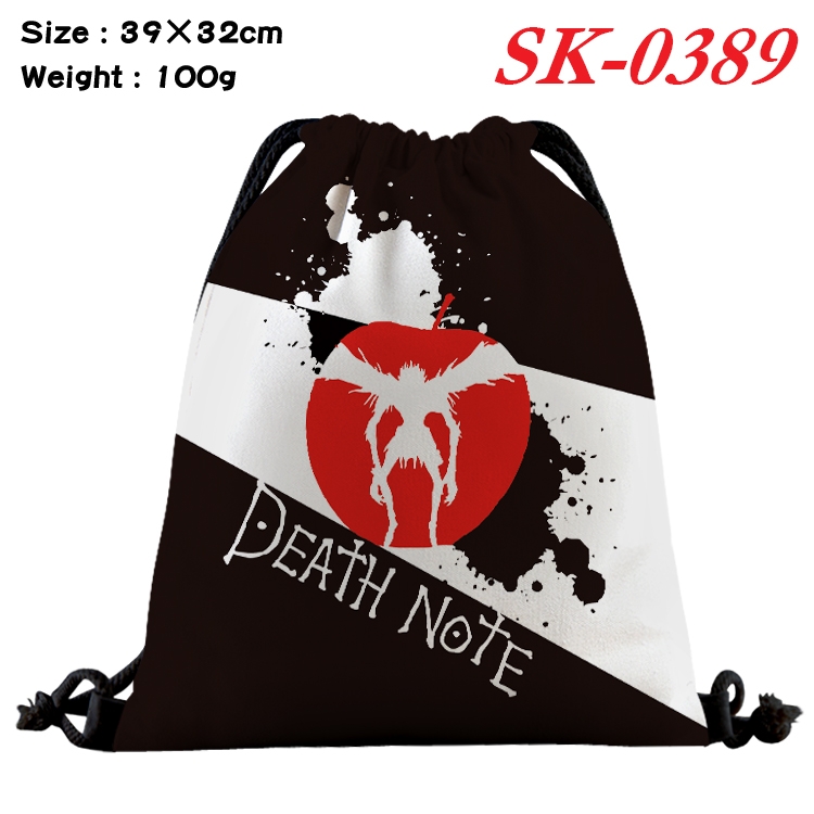 Death note  cartoon Waterproof Nylon Full Color Drawstring Pocket 39x32cm  SK-0389