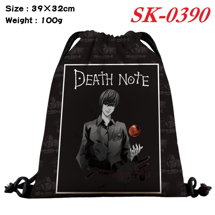 Death note  cartoon Waterproof Nylon Full Color Drawstring Pocket 39x32cm  SK-0390