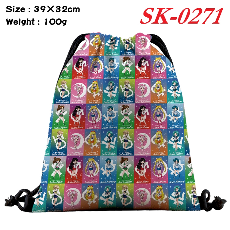 sailormoon  cartoon Waterproof Nylon Full Color Drawstring Pocket 39x32cm  SK-0271