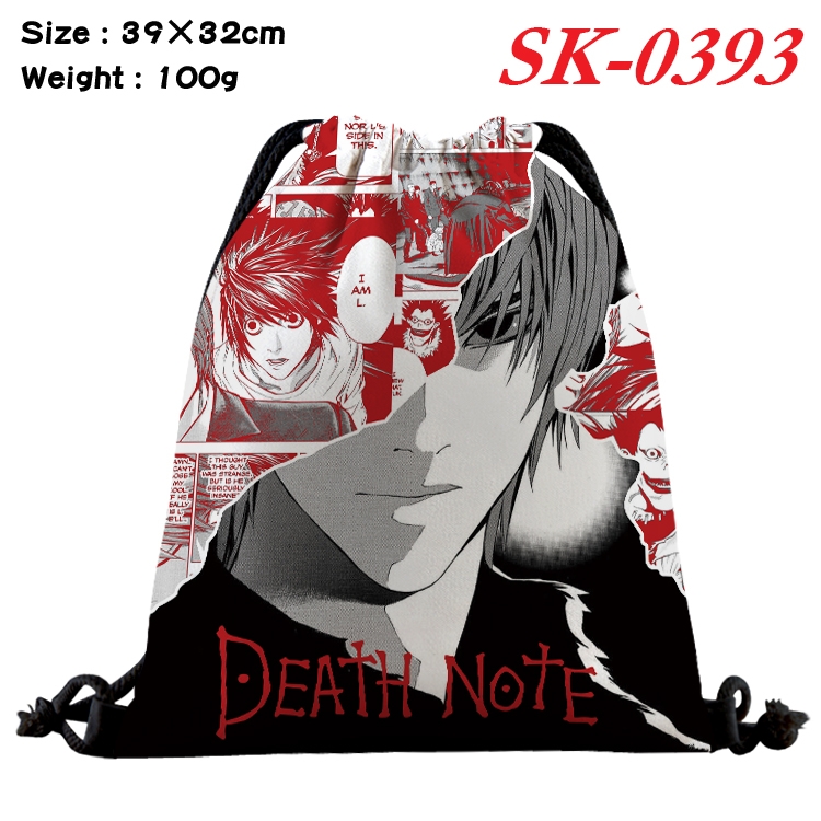 Death note  cartoon Waterproof Nylon Full Color Drawstring Pocket 39x32cm  SK-0393