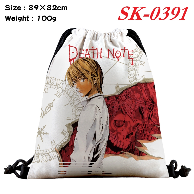 Death note  cartoon Waterproof Nylon Full Color Drawstring Pocket 39x32cm  SK-0391