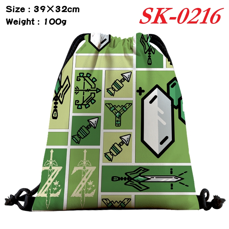 The Legend of Zelda cartoon Waterproof Nylon Full Color Drawstring Pocket 39x32cm  SK-0216