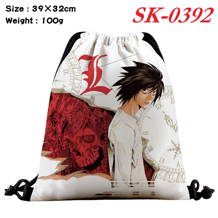 Death note  cartoon Waterproof Nylon Full Color Drawstring Pocket 39x32cm  SK-0392