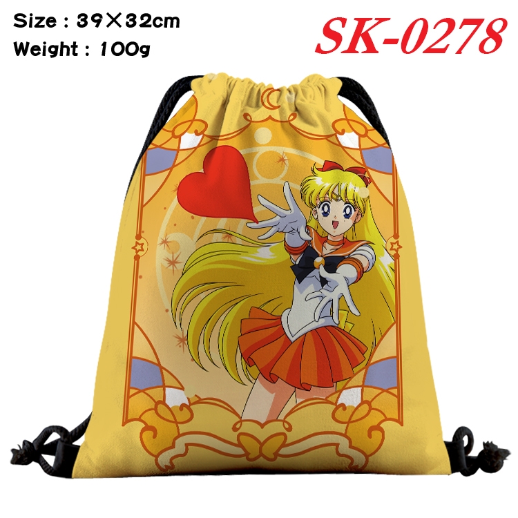 sailormoon  cartoon Waterproof Nylon Full Color Drawstring Pocket 39x32cm  SK-0278