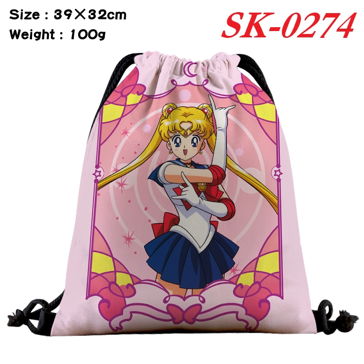 sailormoon  cartoon Waterproof Nylon Full Color Drawstring Pocket 39x32cm  SK-0274