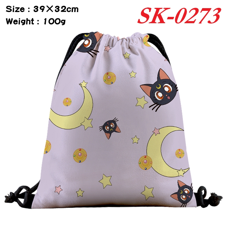 sailormoon  cartoon Waterproof Nylon Full Color Drawstring Pocket 39x32cm SK-0273