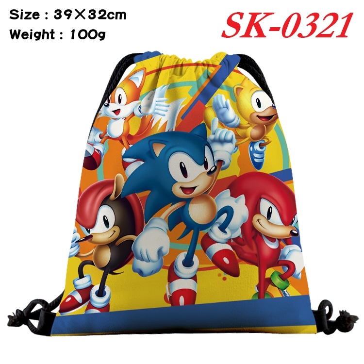 Sonic The Hedgehog cartoon Waterproof Nylon Full Color Drawstring Pocket 39x32cm SK-0321