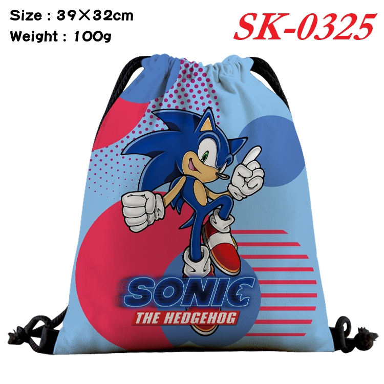 Sonic The Hedgehog cartoon Waterproof Nylon Full Color Drawstring Pocket 39x32cm  SK-0325