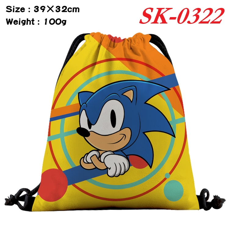 Sonic The Hedgehog cartoon Waterproof Nylon Full Color Drawstring Pocket 39x32cm SK-0322