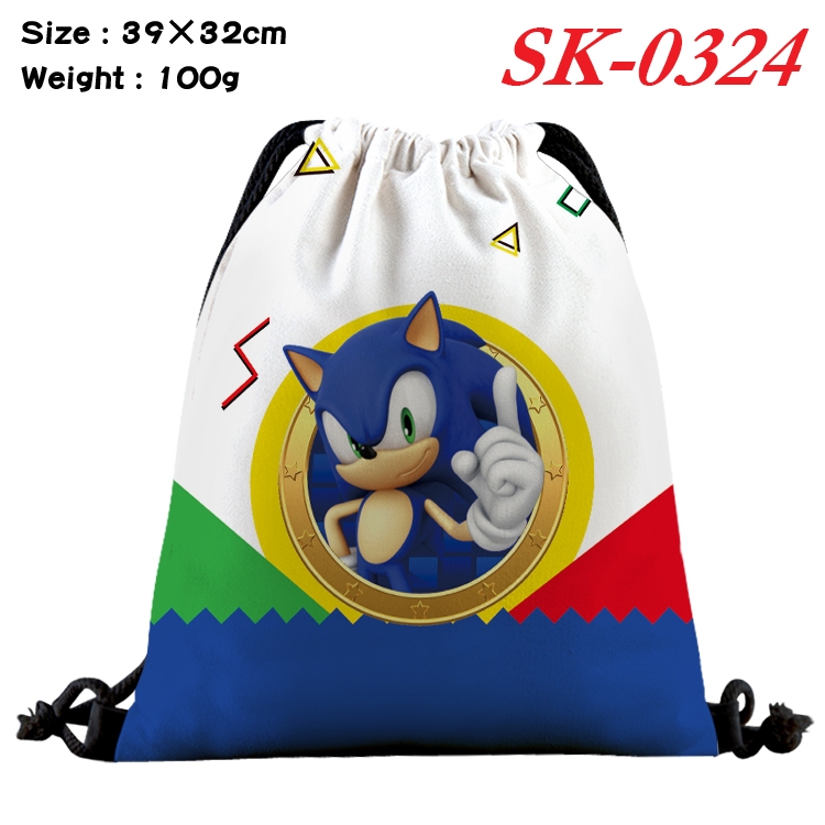 Sonic The Hedgehog cartoon Waterproof Nylon Full Color Drawstring Pocket 39x32cm SK-0324