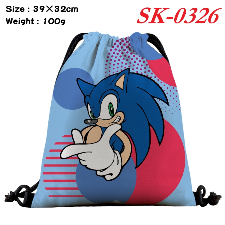 Sonic The Hedgehog cartoon Waterproof Nylon Full Color Drawstring Pocket 39x32cm SK-0326