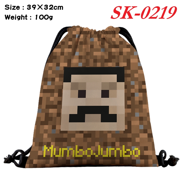 Minecraft cartoon Waterproof Nylon Full Color Drawstring Pocket 39x32cm SK-0219