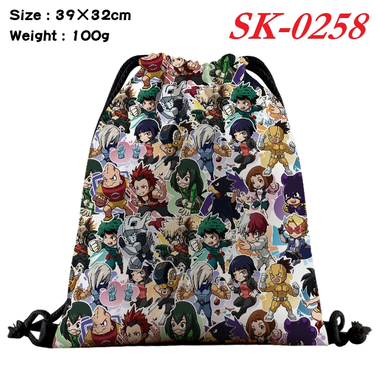 My Hero Academia cartoon Waterproof Nylon Full Color Drawstring Pocket 39x32cm SK-0258