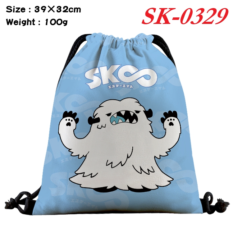 SK∞ cartoon Waterproof Nylon Full Color Drawstring Pocket 39x32cm SK-0329