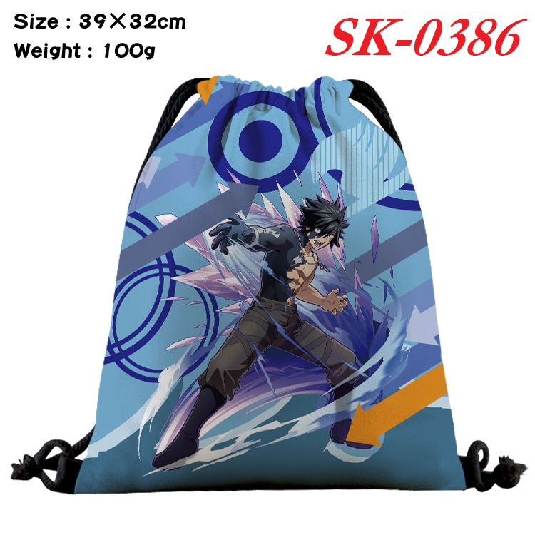 Fairy tail cartoon Waterproof Nylon Full Color Drawstring Pocket 39x32cm  SK-0386