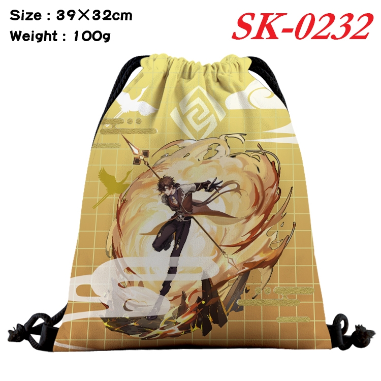 Genshin Impact cartoon Waterproof Nylon Full Color Drawstring Pocket 39x32cm SK-0232