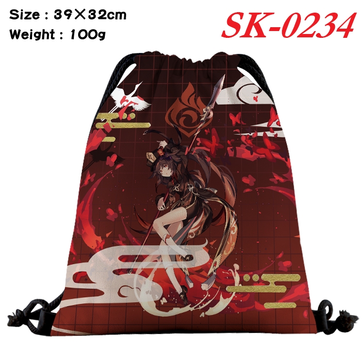 Genshin Impact cartoon Waterproof Nylon Full Color Drawstring Pocket 39x32cm  SK-0234