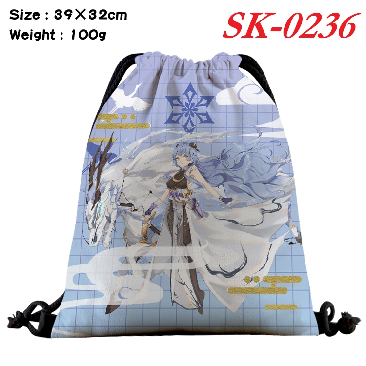 Genshin Impact cartoon Waterproof Nylon Full Color Drawstring Pocket 39x32cm SK-0236