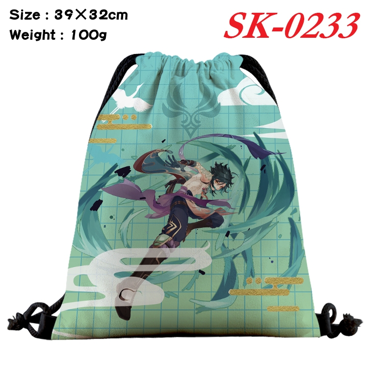 Genshin Impact cartoon Waterproof Nylon Full Color Drawstring Pocket 39x32cm  SK-0233