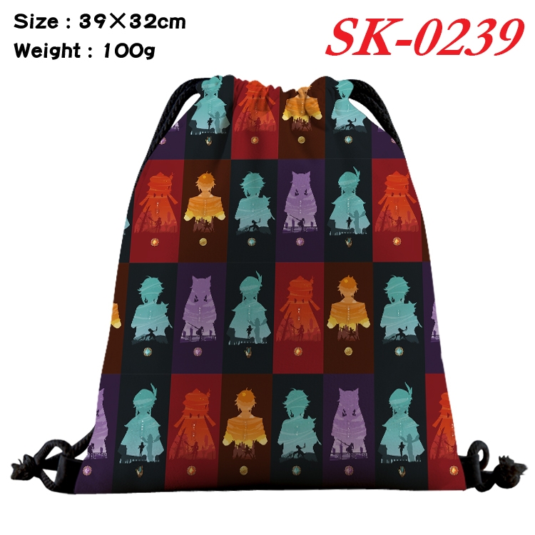 Genshin Impact cartoon Waterproof Nylon Full Color Drawstring Pocket 39x32cm SK-0239