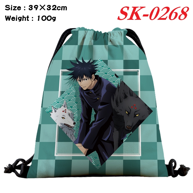 Jujutsu Kaisen  cartoon Waterproof Nylon Full Color Drawstring Pocket 39x32cm SK-0268