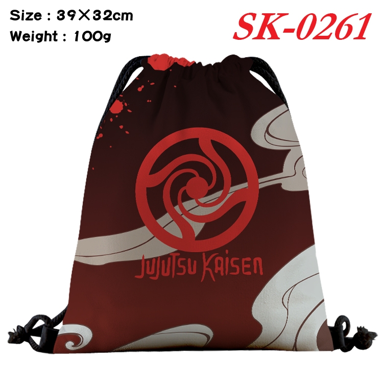 Jujutsu Kaisen  cartoon Waterproof Nylon Full Color Drawstring Pocket 39x32cm SK-0261