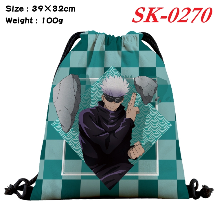 Jujutsu Kaisen  cartoon Waterproof Nylon Full Color Drawstring Pocket 39x32cm SK-0270