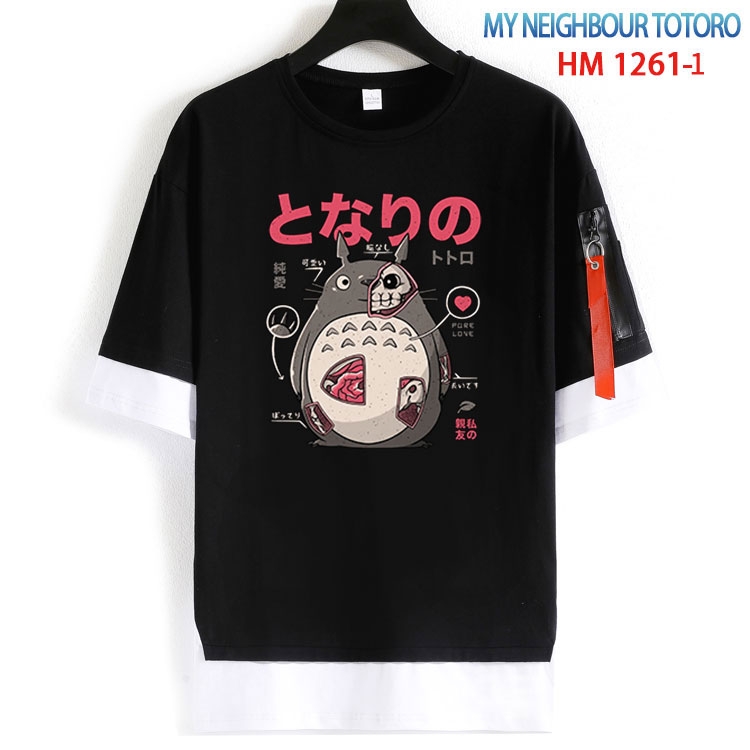 TOTORO Cotton Crew Neck Fake Two-Piece Short Sleeve T-Shirt from S to 4XL  HM 1261 1