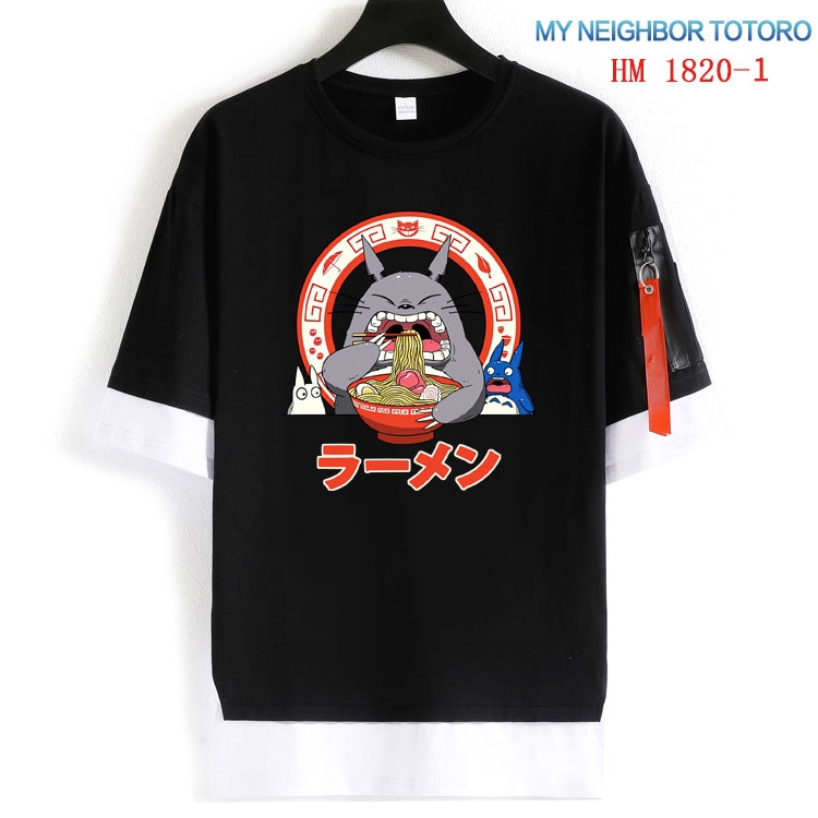 TOTORO Cotton Crew Neck Fake Two-Piece Short Sleeve T-Shirt from S to 4XL  HM-1820-1