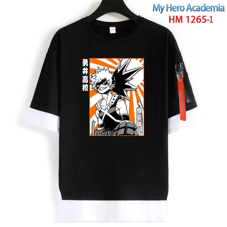 My Hero Academia Cotton Crew Neck Fake Two-Piece Short Sleeve T-Shirt from S to 4XL HM 1265 1