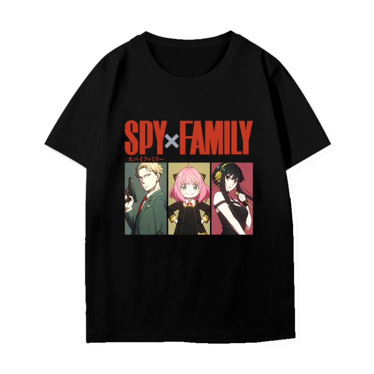 SPY×FAMILY Anime peripheral black and white short-sleeved T-shirt from S to 3XL